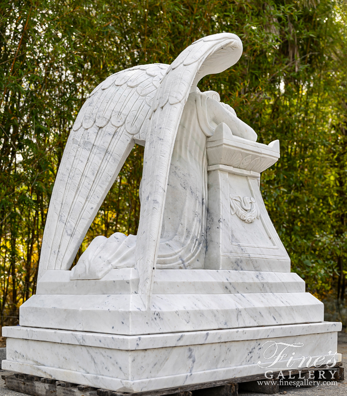 Marble Memorials  - Marble Weeping Angel Memorial - MEM-289